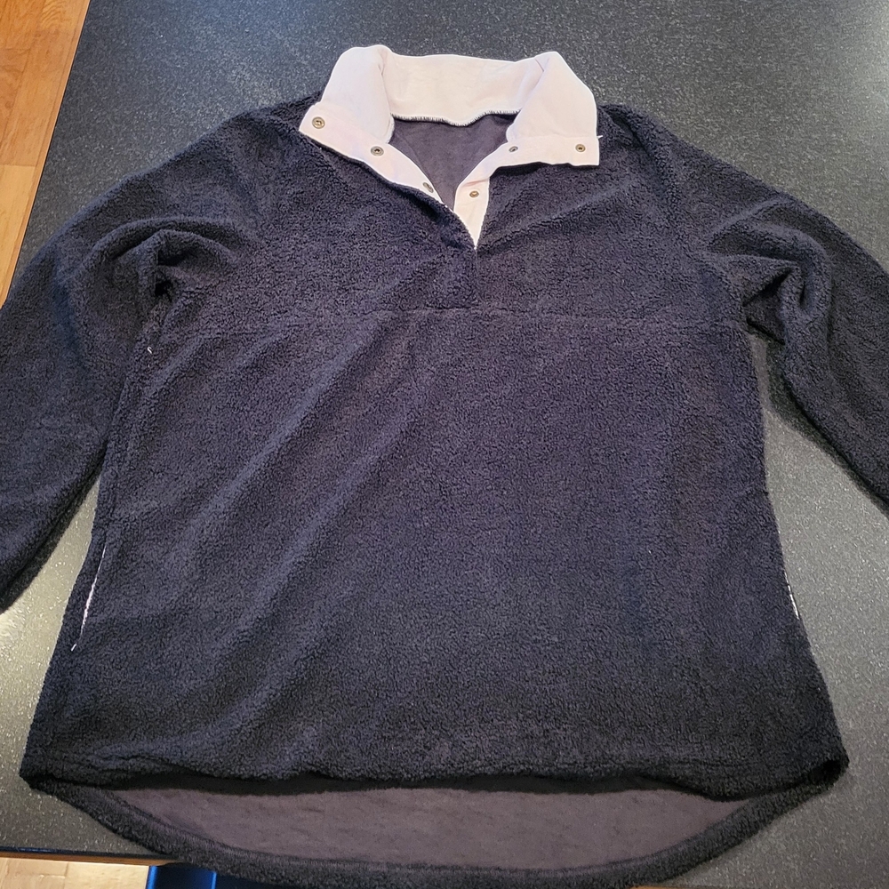 Oversized Black and Pink Sherpa Sweater, Size XL